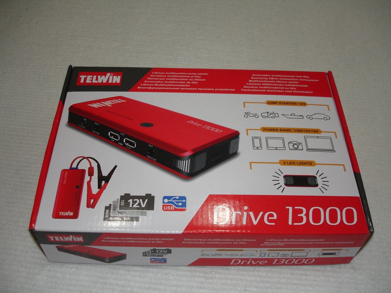 Booster auto Avviatore di emergenza 4 in 1 12.000mAh + power bank + torcia  - 800A 