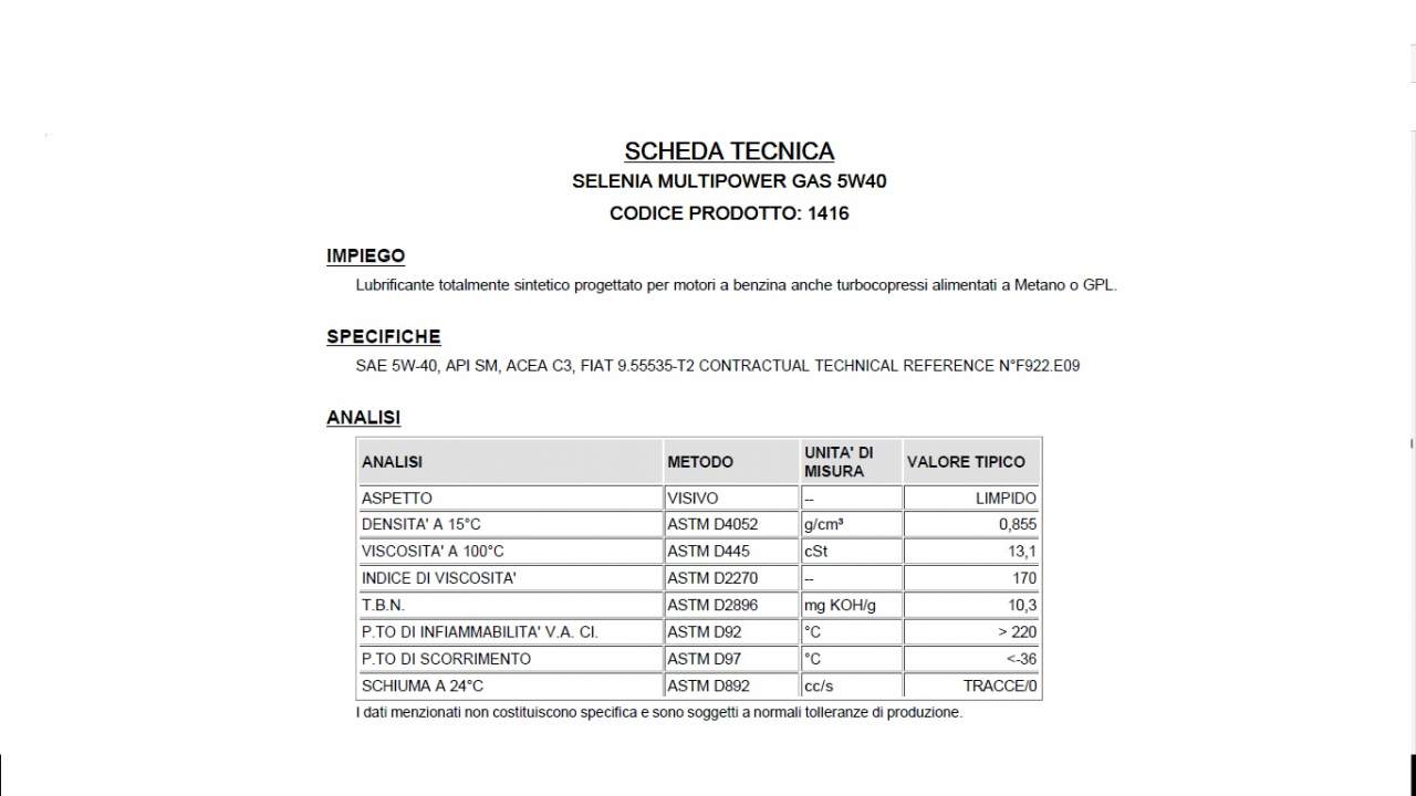 OLIO SELENIA MULTIPOWER 5W30 Acea C3 Api Sm/Cf Per Benzina E