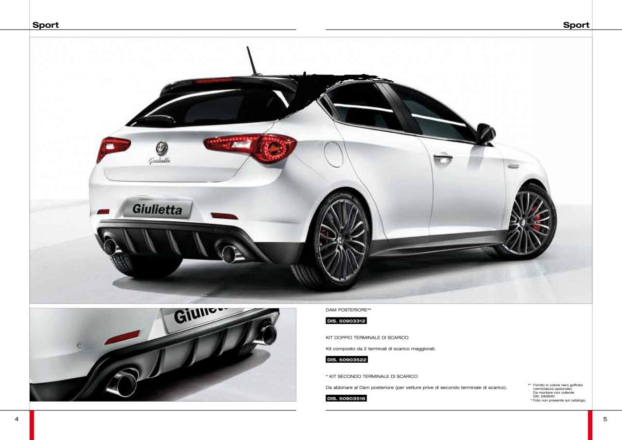 DAM POSTERIORE DOPPIO SCARICO ALFA GIULIETTA NERO P-VERNICIATURA