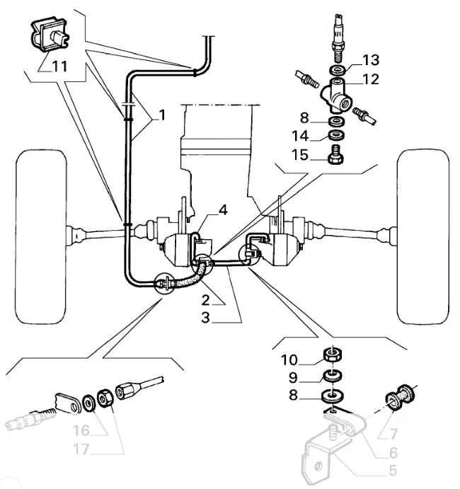 Schema freni posteriori Alfa 75.webp