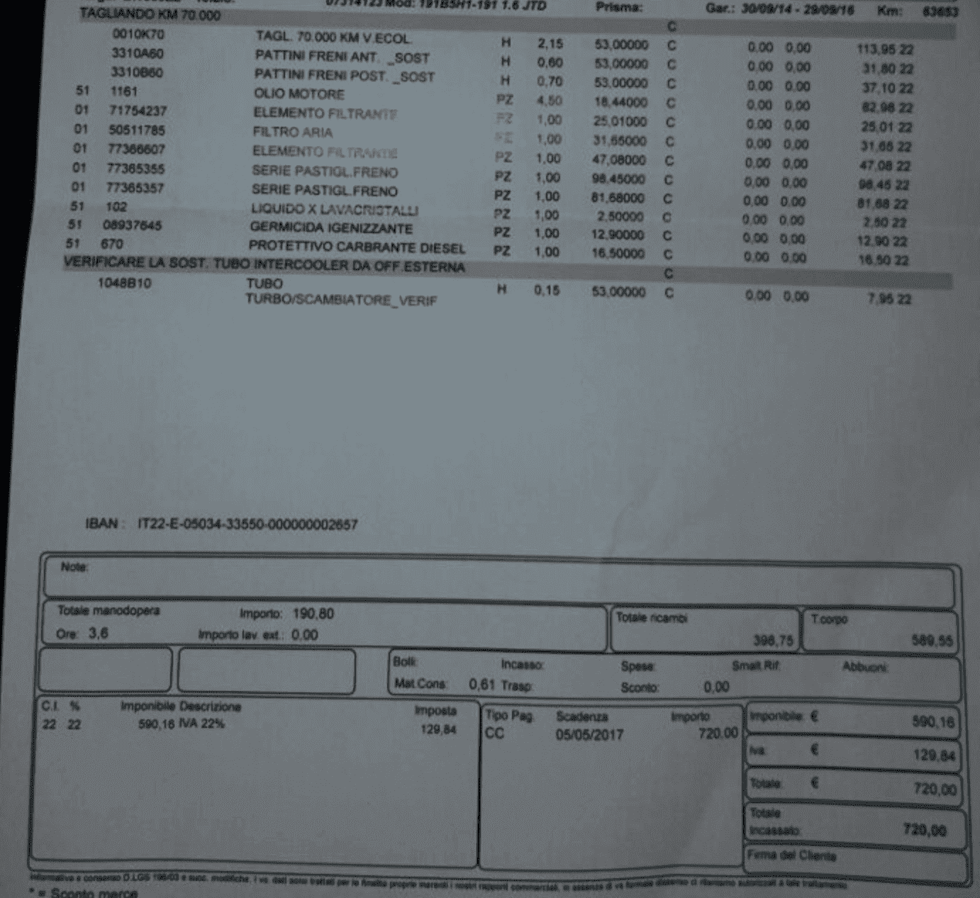 Secondo Tagliando Alfa Romeo Giulietta My 2014 Club